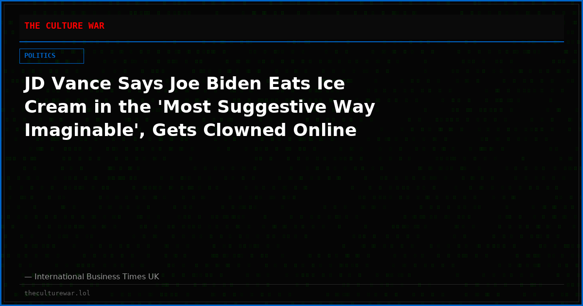 JD Vance Says Joe Biden Eats Ice Cream in the 'Most Suggestive Way Imaginable', Gets Clowned Online