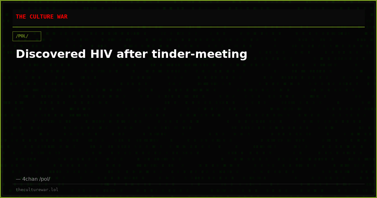 Discovered HIV after tinder-meeting