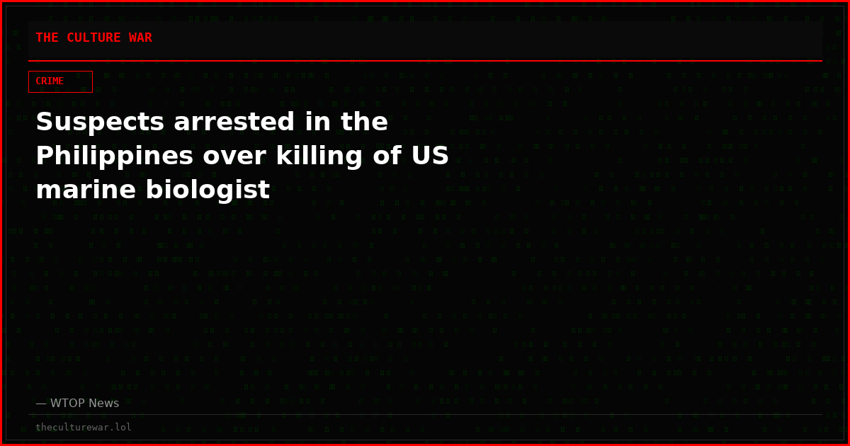 Suspects arrested in the Philippines over killing of US marine biologist