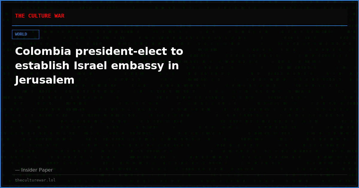 Colombia president-elect to establish Israel embassy in Jerusalem