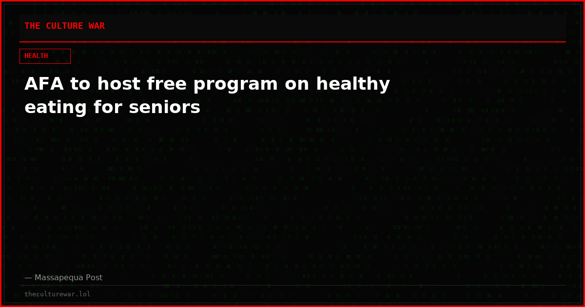 AFA to host free program on healthy eating for seniors