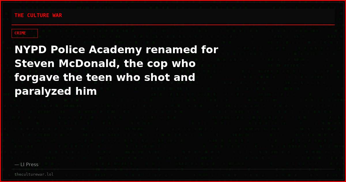NYPD Police Academy renamed for Steven McDonald, the cop who forgave the teen who shot and paralyzed him