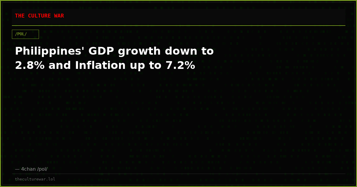 Philippines' GDP growth down to 2.8% and Inflation up to 7.2%