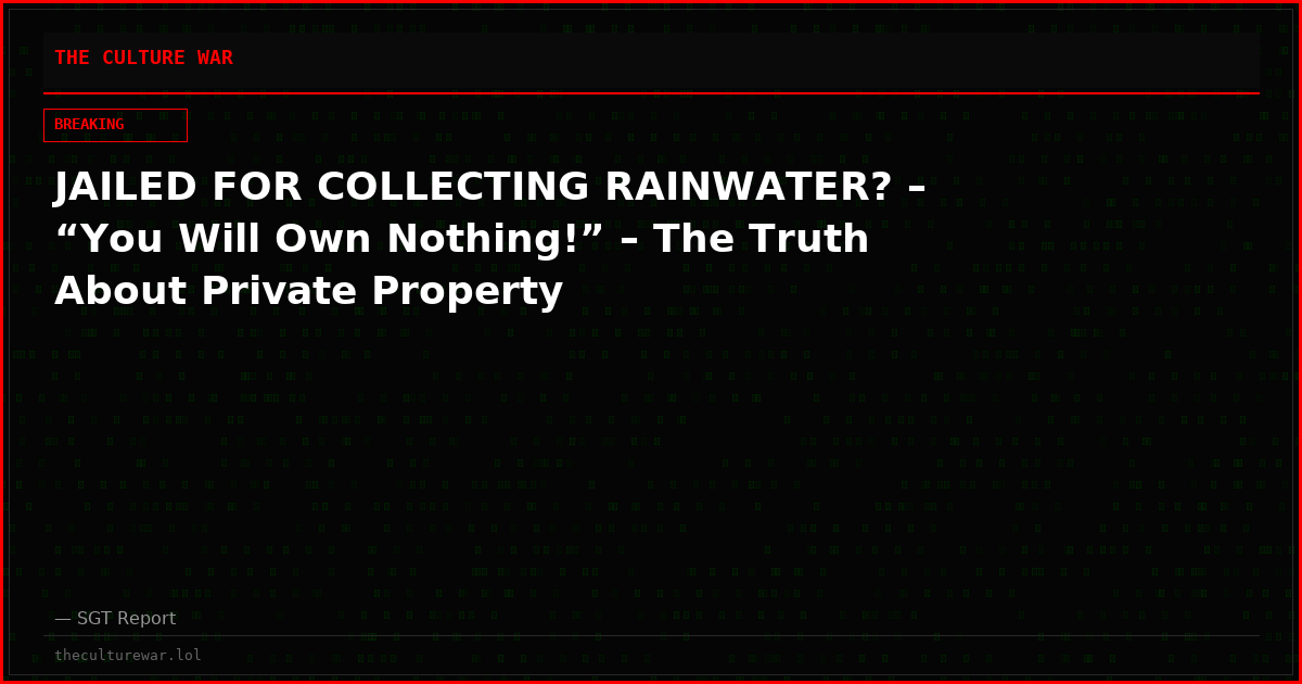 JAILED FOR COLLECTING RAINWATER? – “You Will Own Nothing!” – The Truth About Private Property