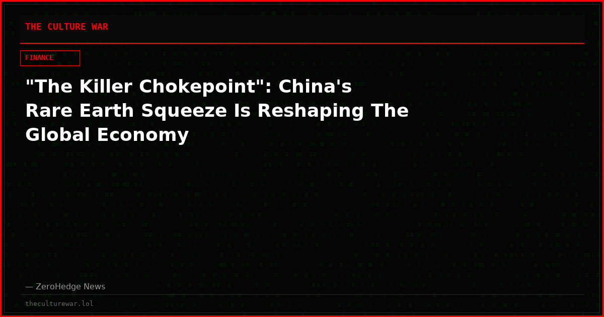 "The Killer Chokepoint": China's Rare Earth Squeeze Is Reshaping The Global Economy