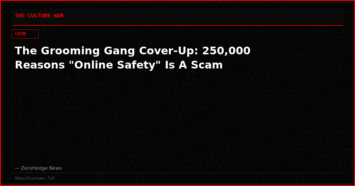 The Grooming Gang Cover-Up: 250,000 Reasons "Online Safety" Is A Scam