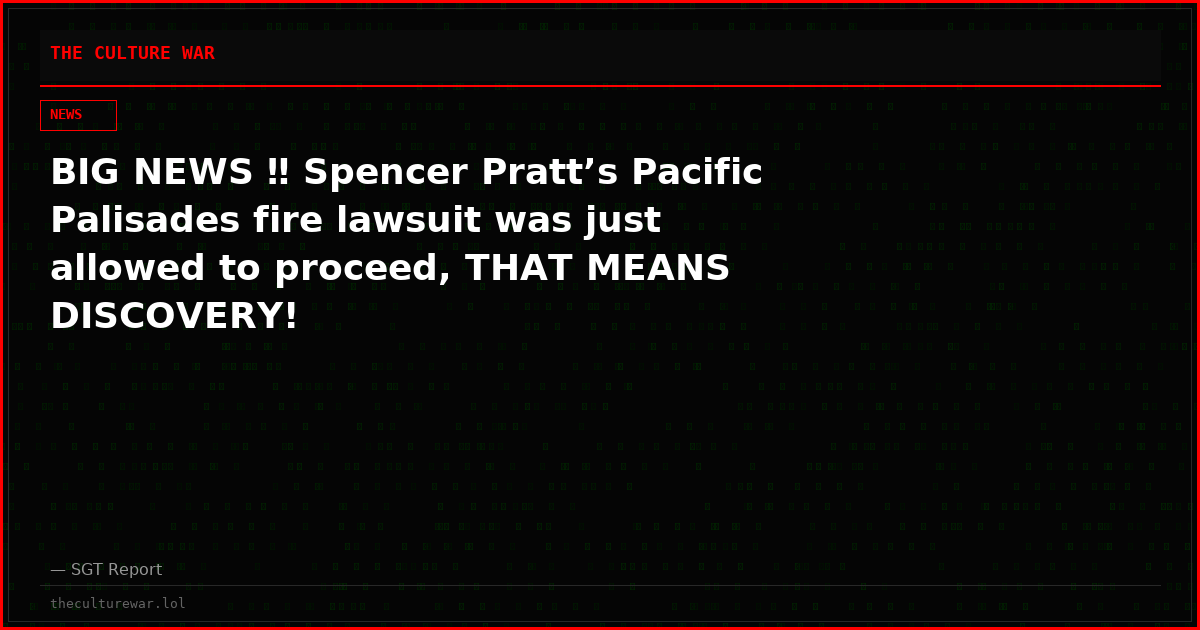 BIG NEWS ‼️ Spencer Pratt’s Pacific Palisades fire lawsuit was just allowed to proceed, THAT MEANS DISCOVERY!