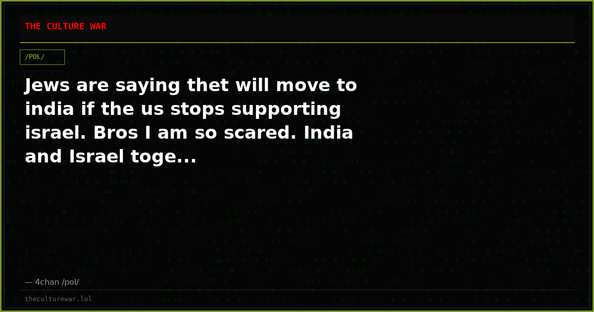 Jews are saying thet will move to india if the us stops supporting israel. Bros I am so scared. India and Israel toge...