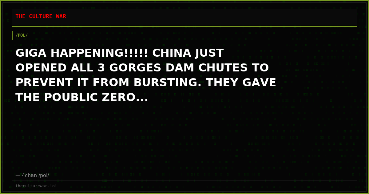 GIGA HAPPENING!!!!! CHINA JUST OPENED ALL 3 GORGES DAM CHUTES TO PREVENT IT FROM BURSTING. THEY GAVE THE POUBLIC ZERO...