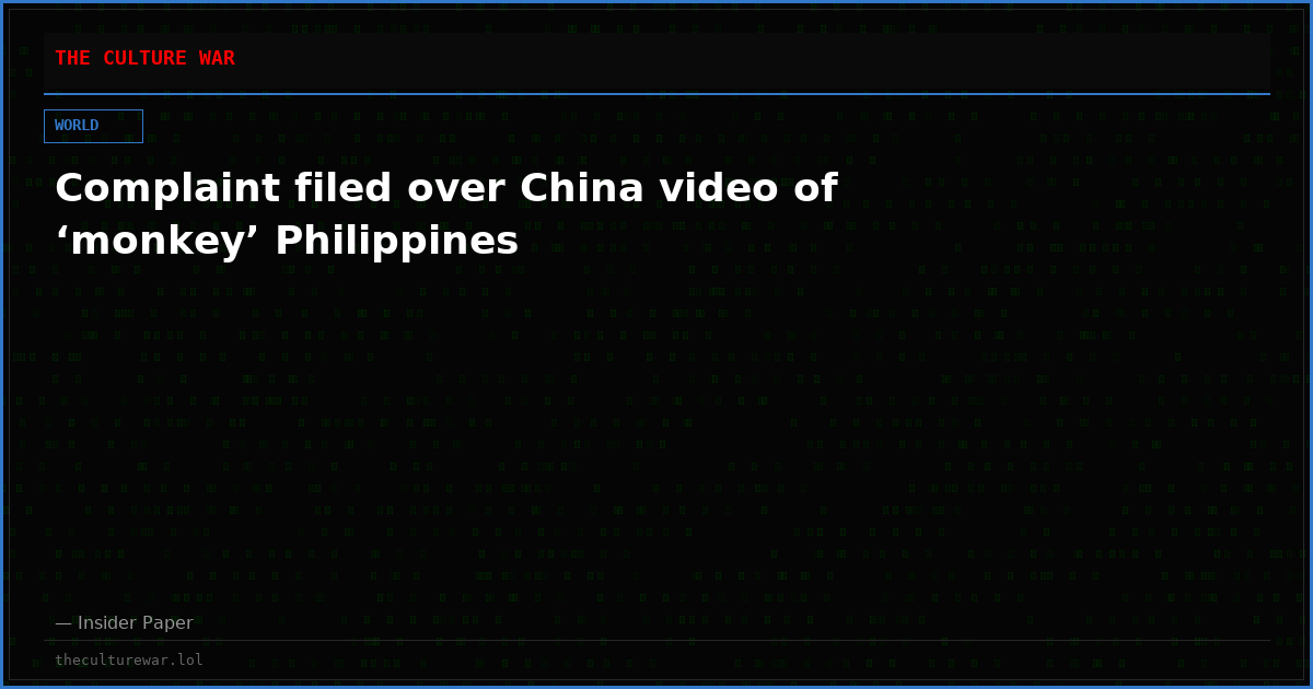 Complaint filed over China video of ‘monkey’ Philippines