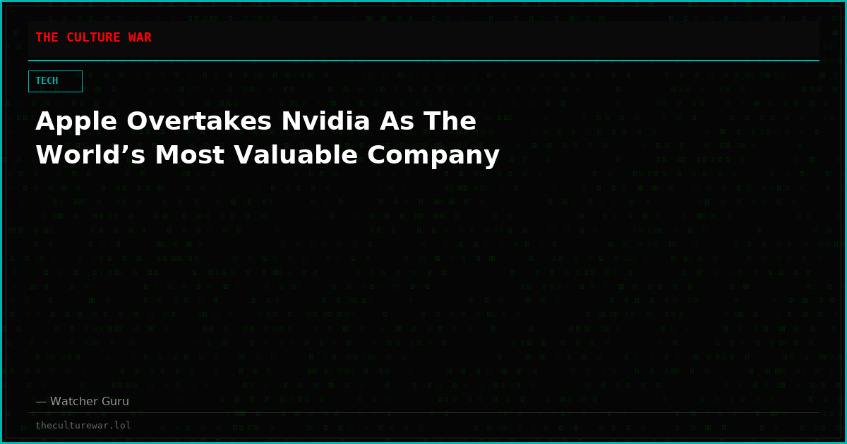 Apple Overtakes Nvidia As The World’s Most Valuable Company
