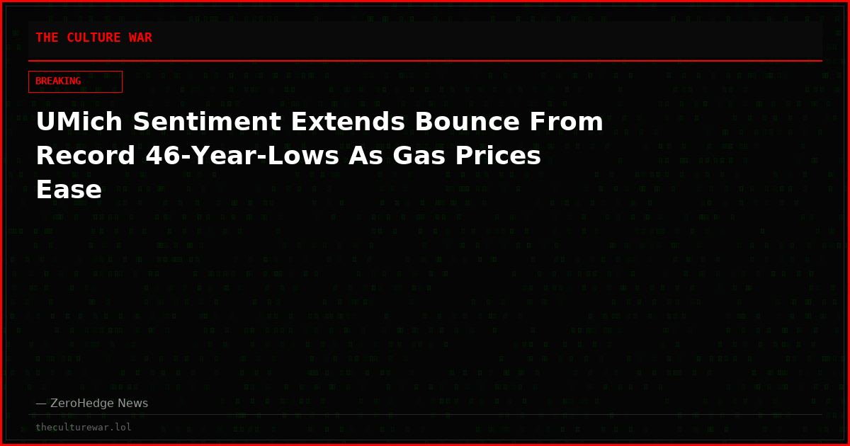 UMich Sentiment Extends Bounce From Record 46-Year-Lows As Gas Prices Ease