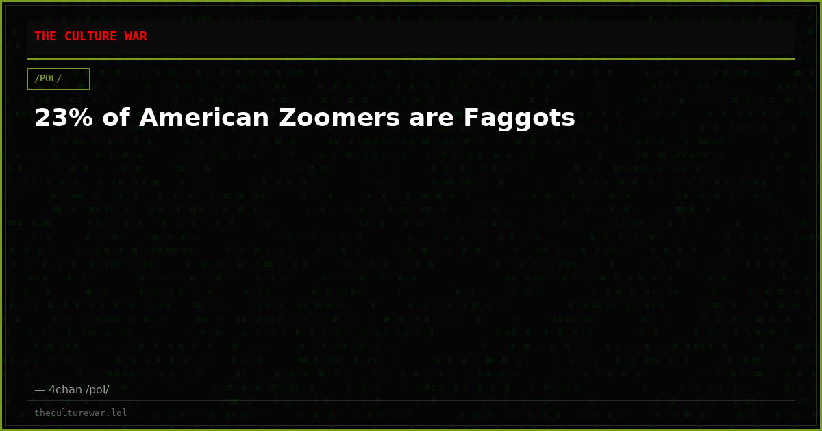 23% of American Zoomers are Faggots
