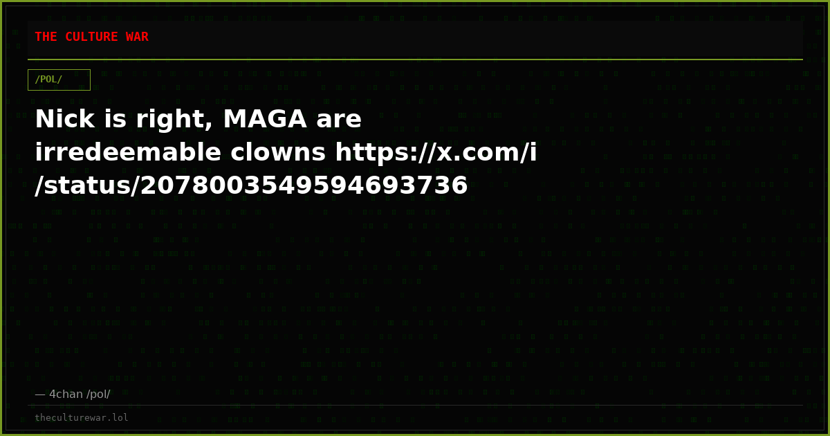 Nick is right, MAGA are irredeemable clowns https://x.com/i/status/2078003549594693736