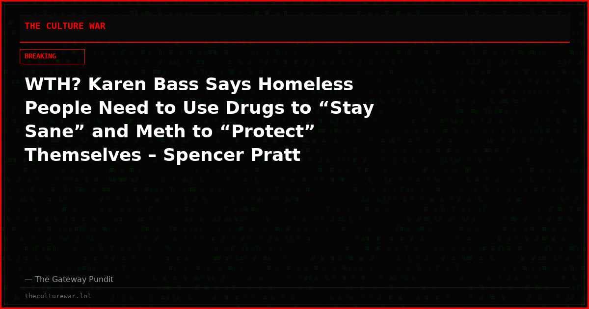 WTH? Karen Bass Says Homeless People Need to Use Drugs to “Stay Sane” and Meth to “Protect” Themselves – Spencer Pratt Responds! (VIDEO)