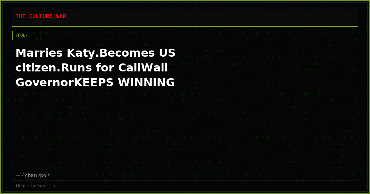 Marries Katy.Becomes US citizen.Runs for CaliWali GovernorKEEPS WINNING