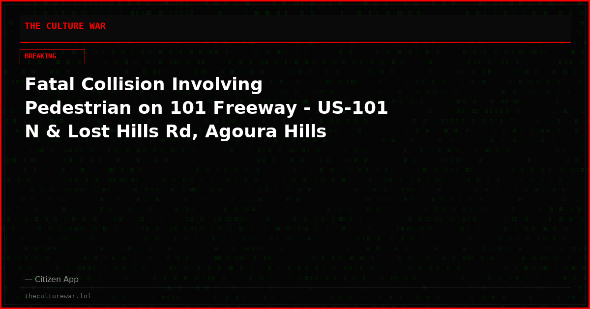 Fatal Collision Involving Pedestrian on 101 Freeway - US-101 N & Lost Hills Rd, Agoura Hills