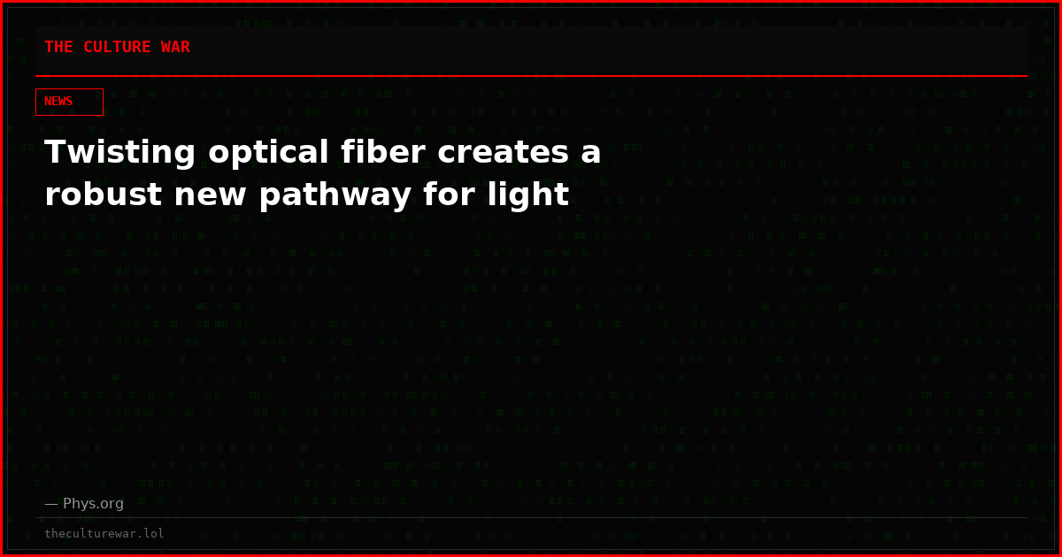 Twisting optical fiber creates a robust new pathway for light