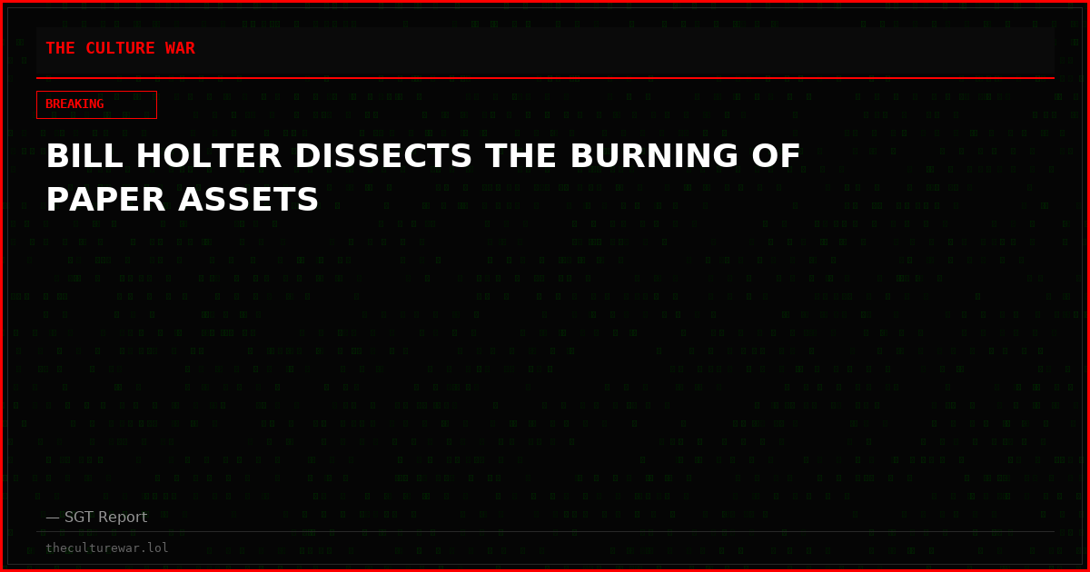 BILL HOLTER DISSECTS THE BURNING OF PAPER ASSETS