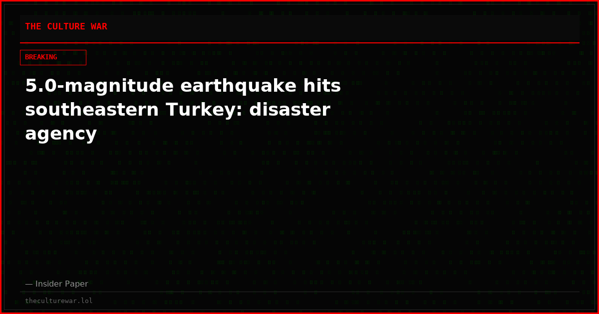 5.0-magnitude earthquake hits southeastern Turkey: disaster agency