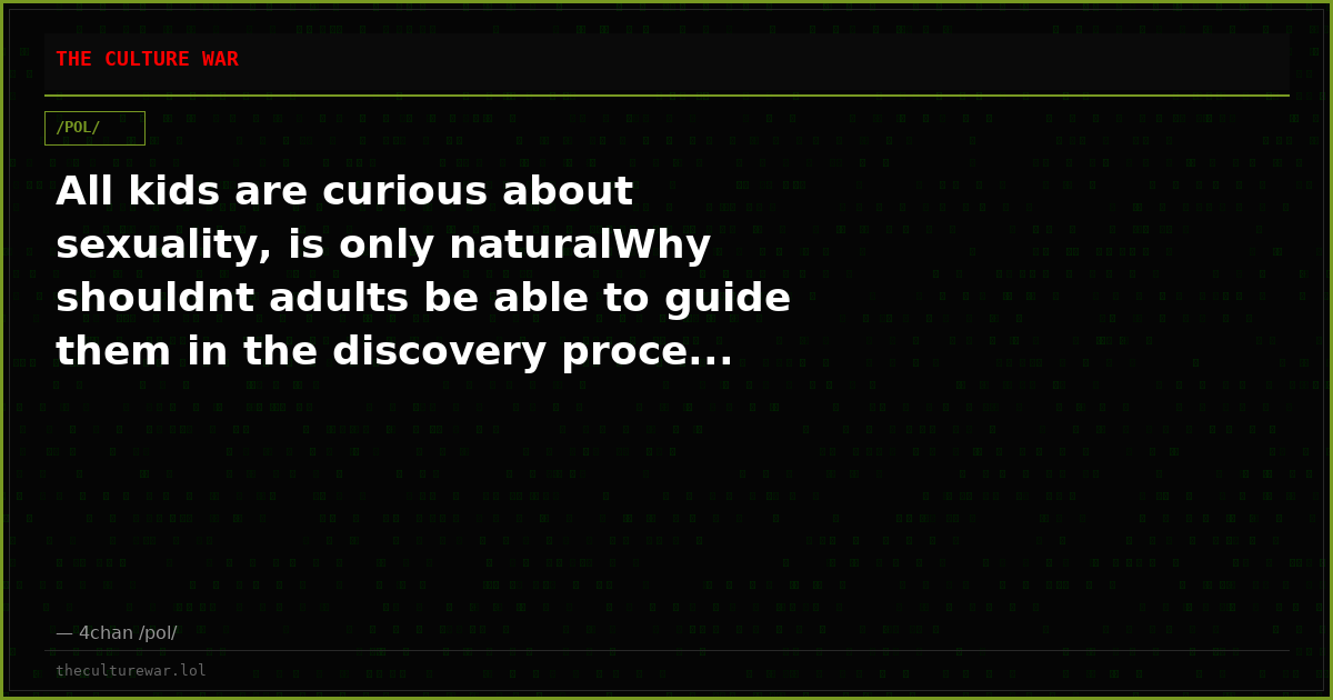 All kids are curious about sexuality, is only naturalWhy shouldnt adults be able to guide them in the discovery proce...