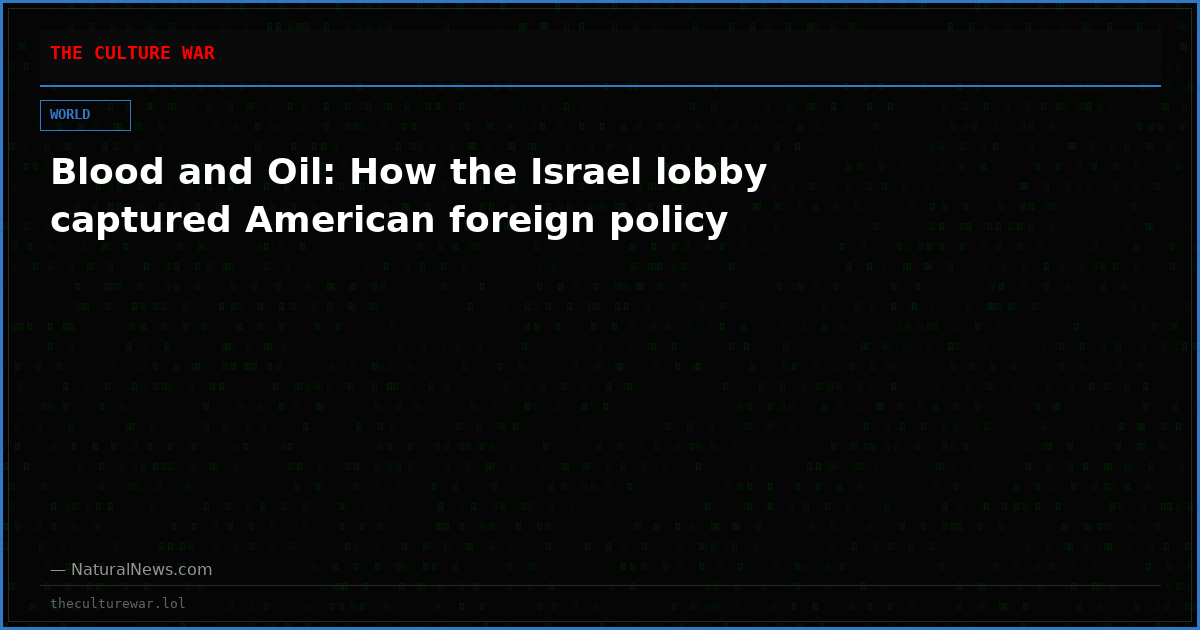 Blood and Oil: How the Israel lobby captured American foreign policy