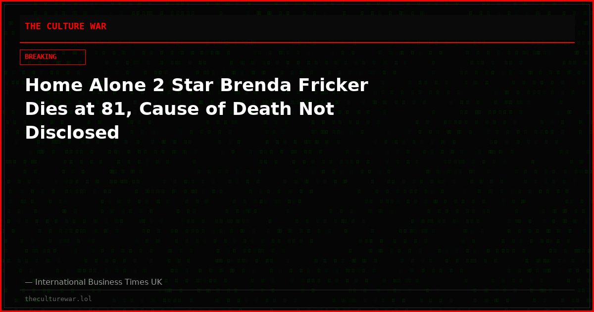 Home Alone 2 Star Brenda Fricker Dies at 81, Cause of Death Not Disclosed