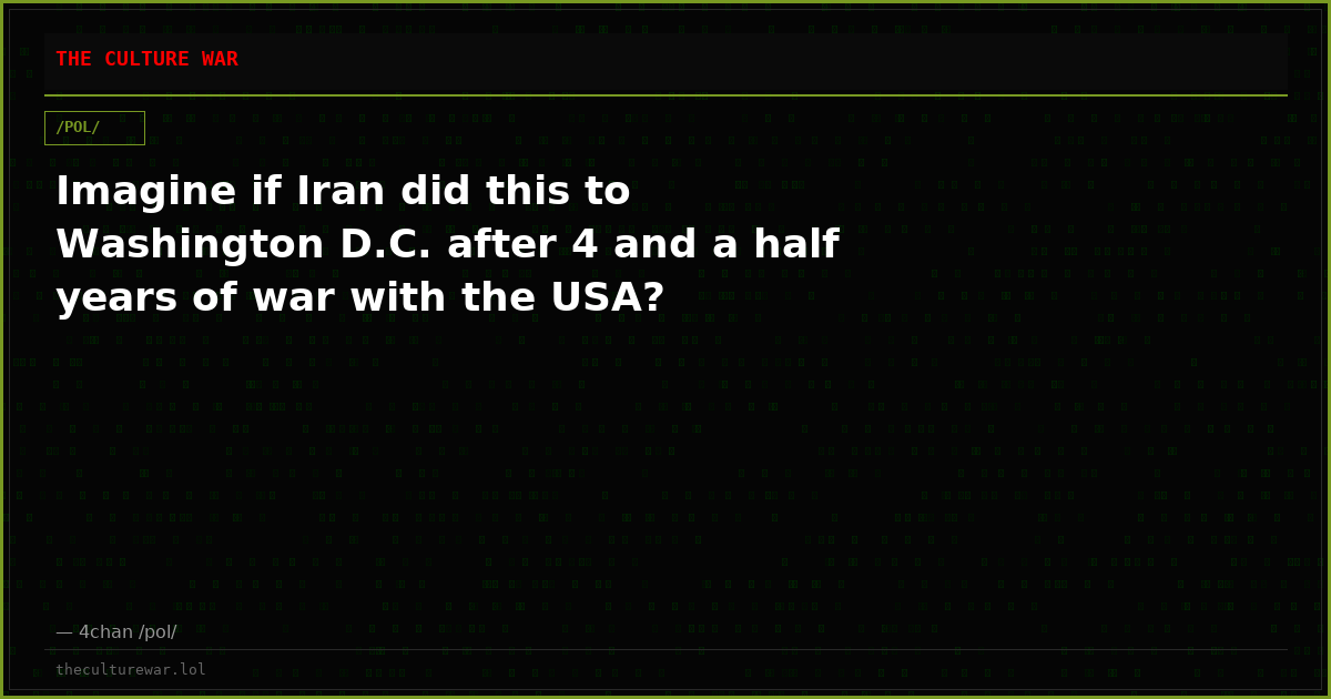 Imagine if Iran did this to Washington D.C. after 4 and a half years of war with the USA?