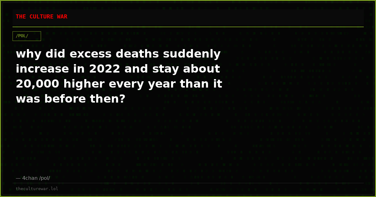 why did excess deaths suddenly increase in 2022 and stay about 20,000 higher every year than it was before then?