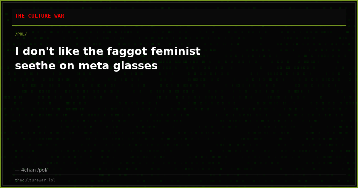 I don't like the faggot feminist seethe on meta glasses