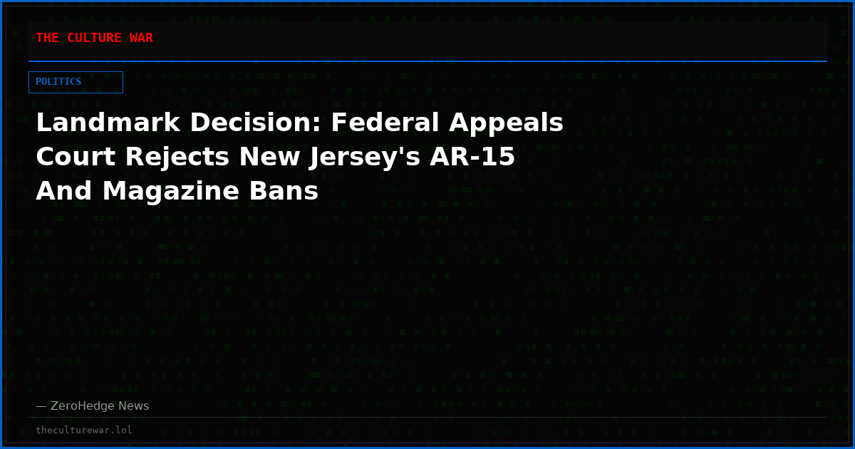 Landmark Decision: Federal Appeals Court Rejects New Jersey's AR-15 And Magazine Bans