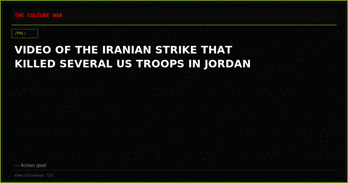 VIDEO OF THE IRANIAN STRIKE THAT KILLED SEVERAL US TROOPS IN JORDAN