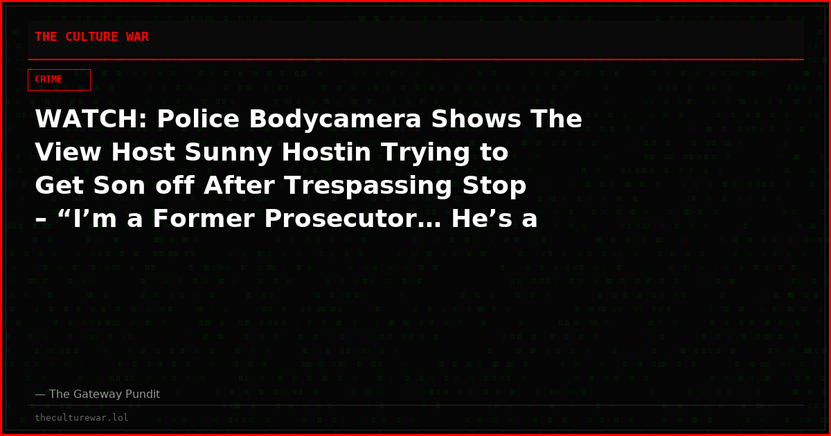 WATCH: Police Bodycamera Shows The View Host Sunny Hostin Trying to Get Son off After Trespassing Stop – “I’m a Former Prosecutor… He’s a Harvard Grad”