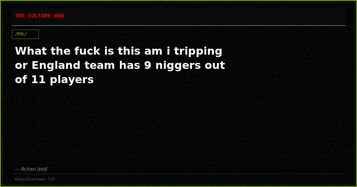 What the fuck is this am i tripping or England team has 9 niggers out of 11 players