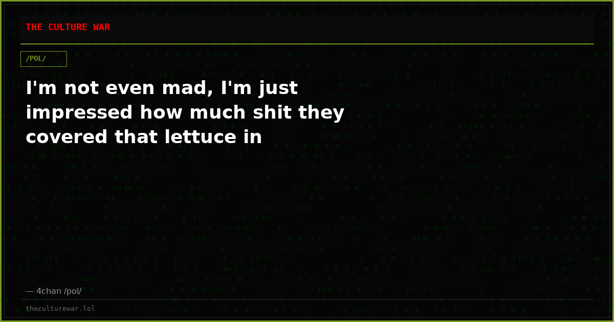 I'm not even mad, I'm just impressed how much shit they covered that lettuce in