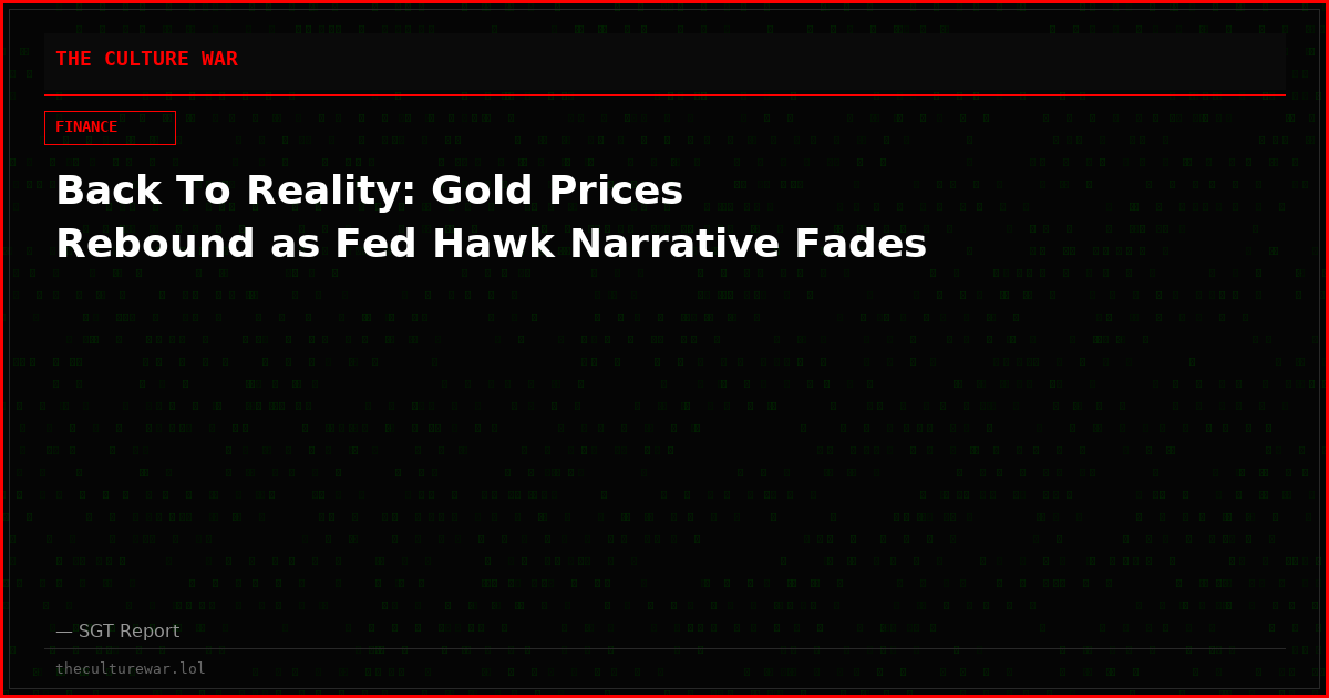 Back To Reality: Gold Prices Rebound as Fed Hawk Narrative Fades