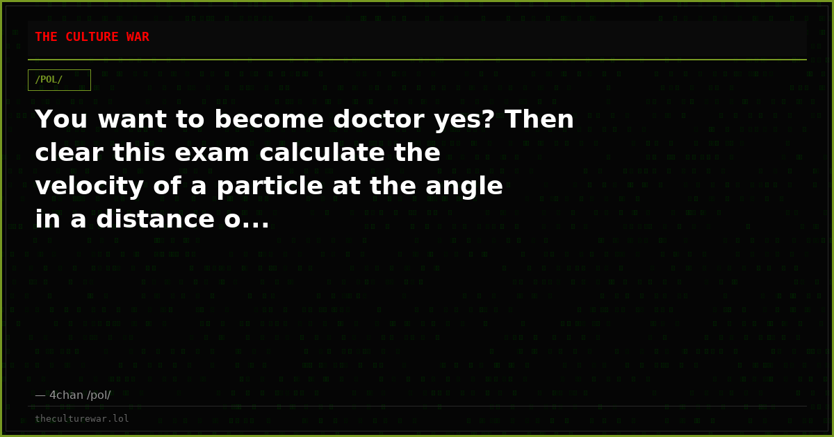 You want to become doctor yes? Then clear this exam calculate the velocity of a particle at the angle in a distance o...