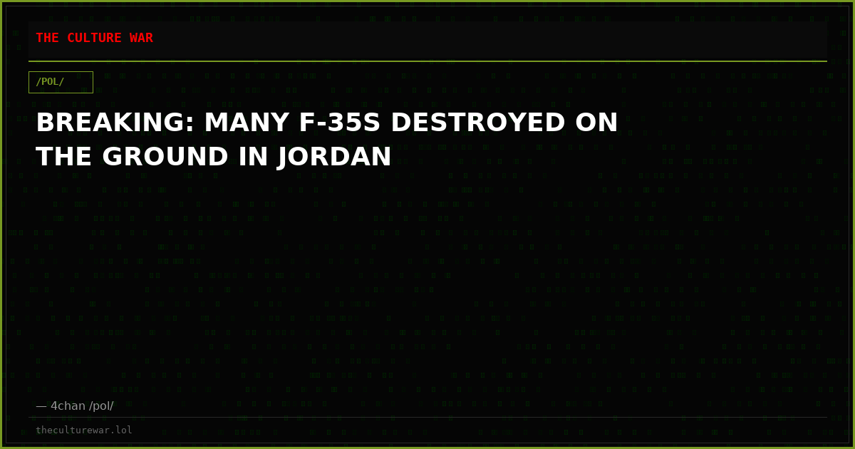 BREAKING: MANY F-35S DESTROYED ON THE GROUND IN JORDAN