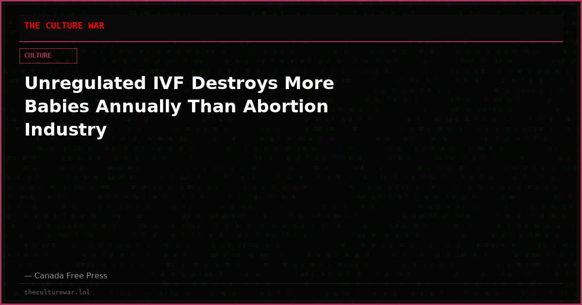 Unregulated IVF Destroys More Babies Annually Than Abortion Industry