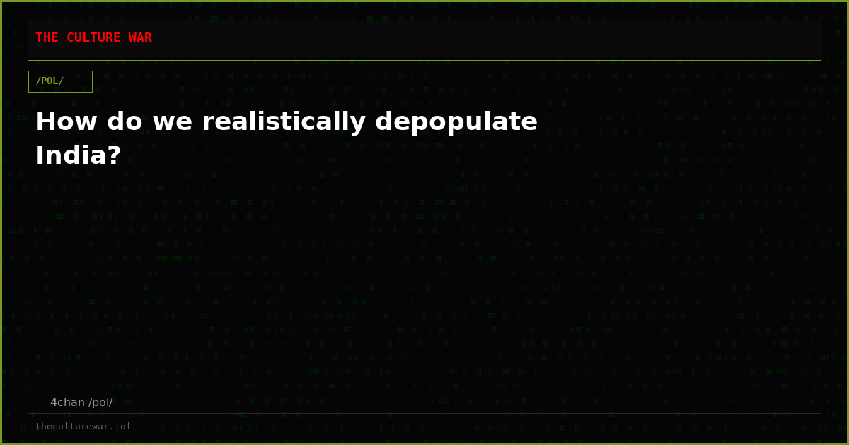 How do we realistically depopulate India?