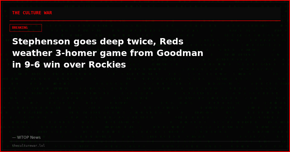 Stephenson goes deep twice, Reds weather 3-homer game from Goodman in 9-6 win over Rockies