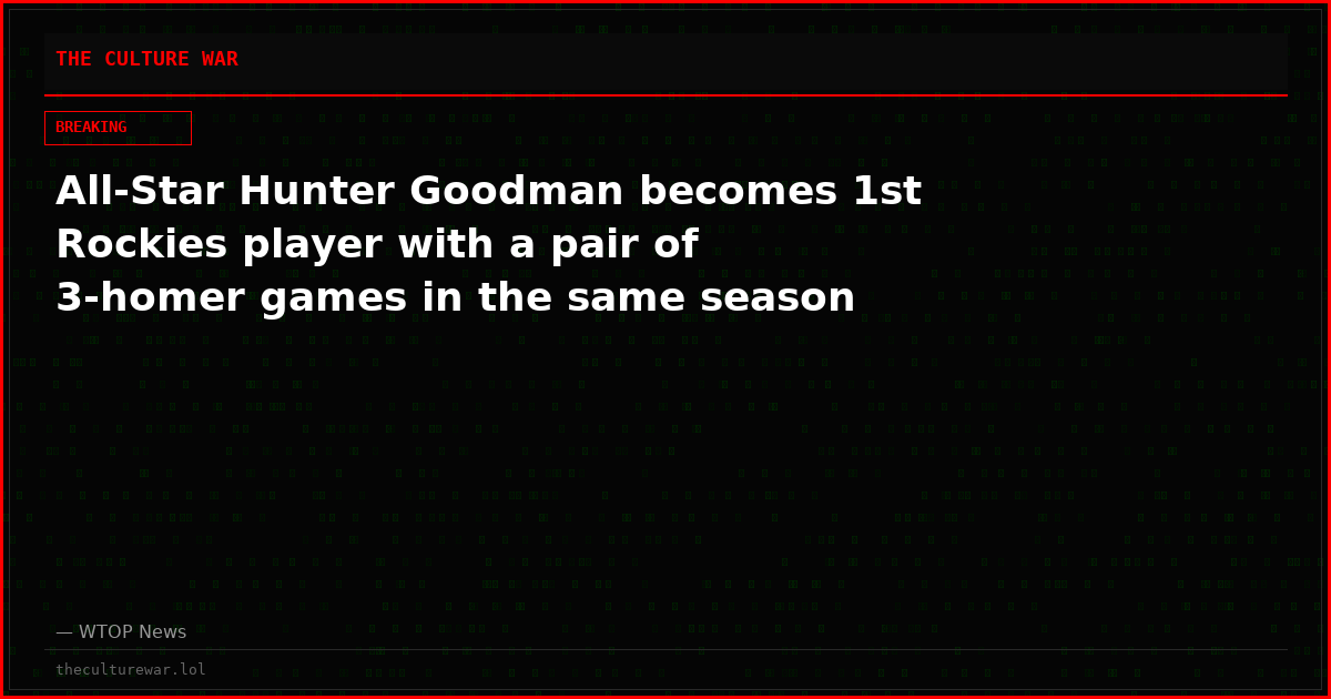 All-Star Hunter Goodman becomes 1st Rockies player with a pair of 3-homer games in the same season