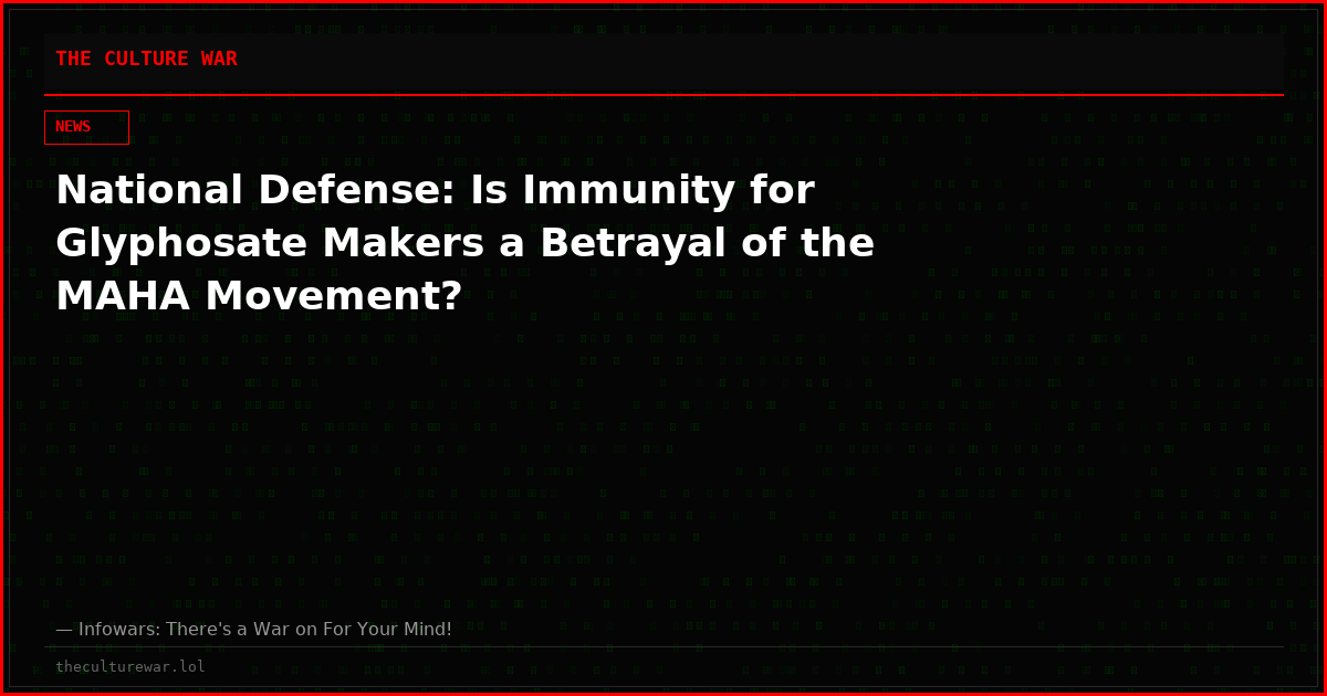 National Defense: Is Immunity for Glyphosate Makers a Betrayal of the MAHA Movement?