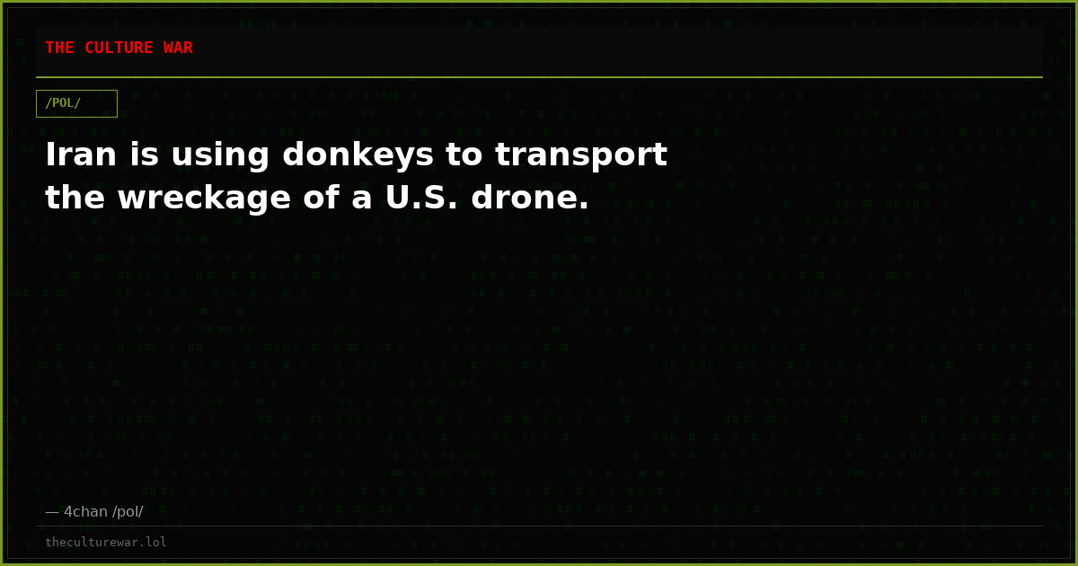 Iran is using donkeys to transport the wreckage of a U.S. drone.