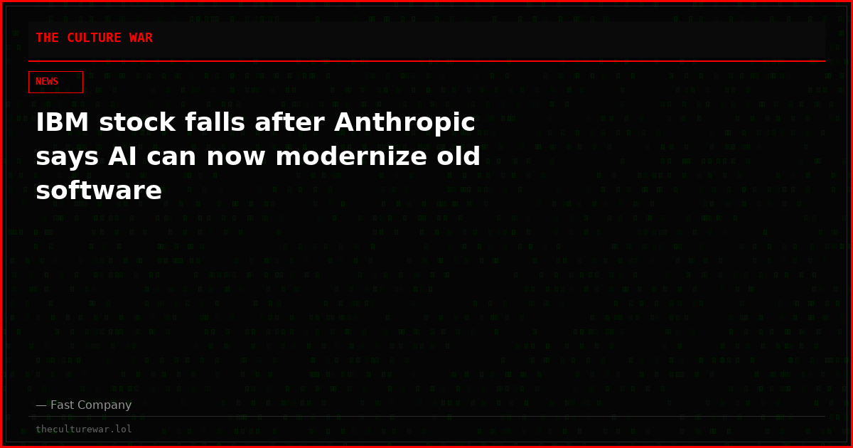 IBM stock falls after Anthropic says AI can now modernize old software