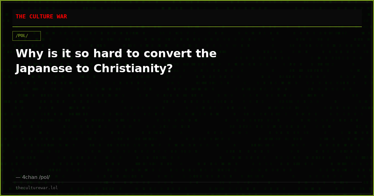 Why is it so hard to convert the Japanese to Christianity?