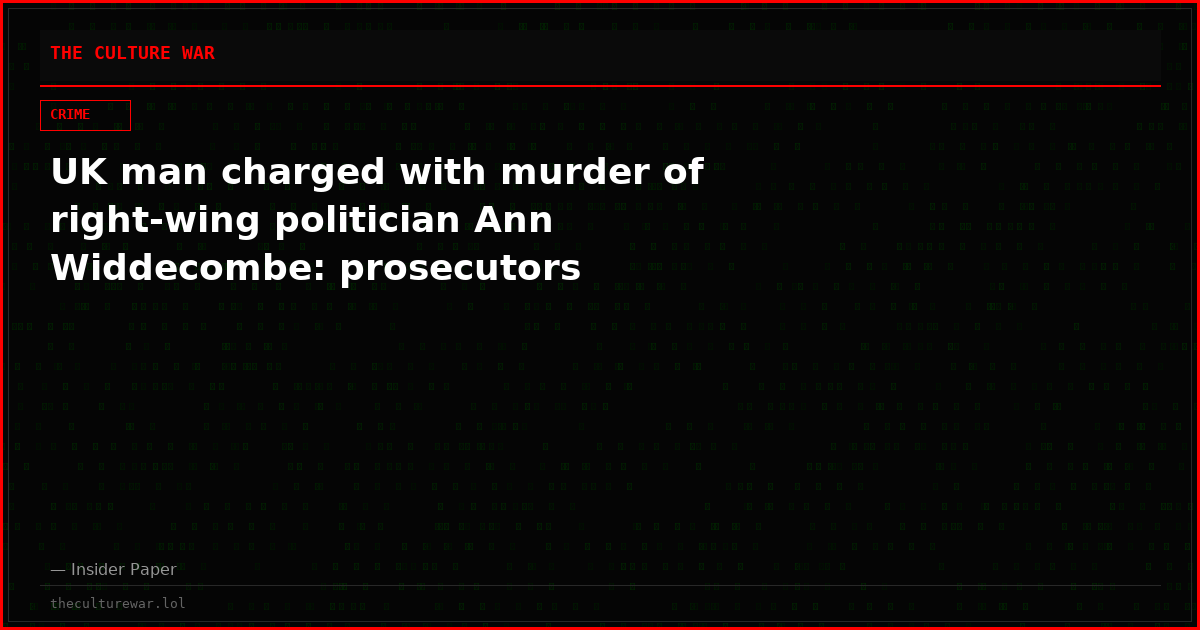 UK man charged with murder of right-wing politician Ann Widdecombe: prosecutors