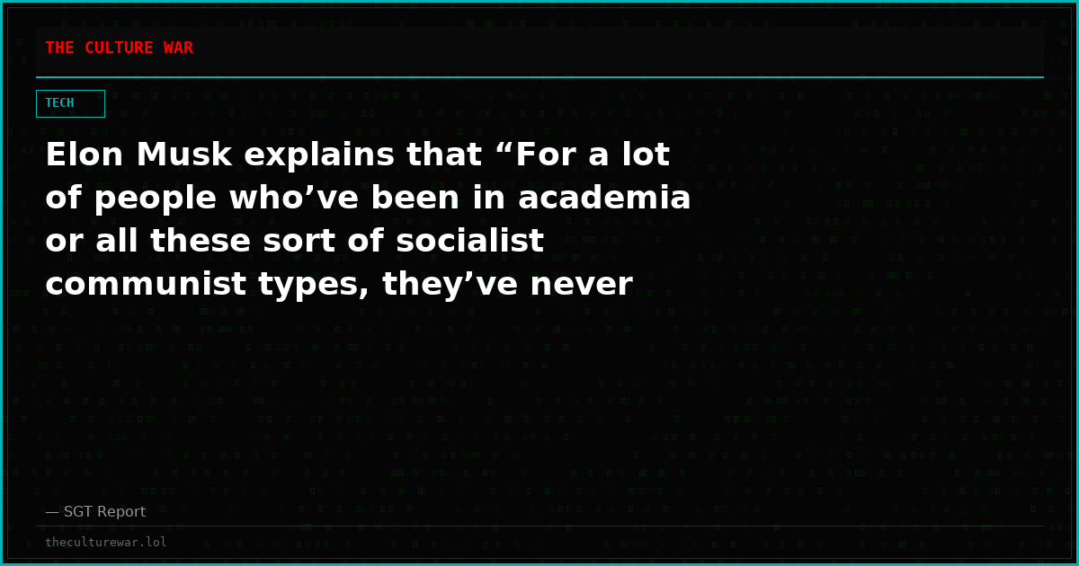 Elon Musk explains that “For a lot of people who’ve been in academia or all these sort of socialist communist types, they’ve never actually made anything”