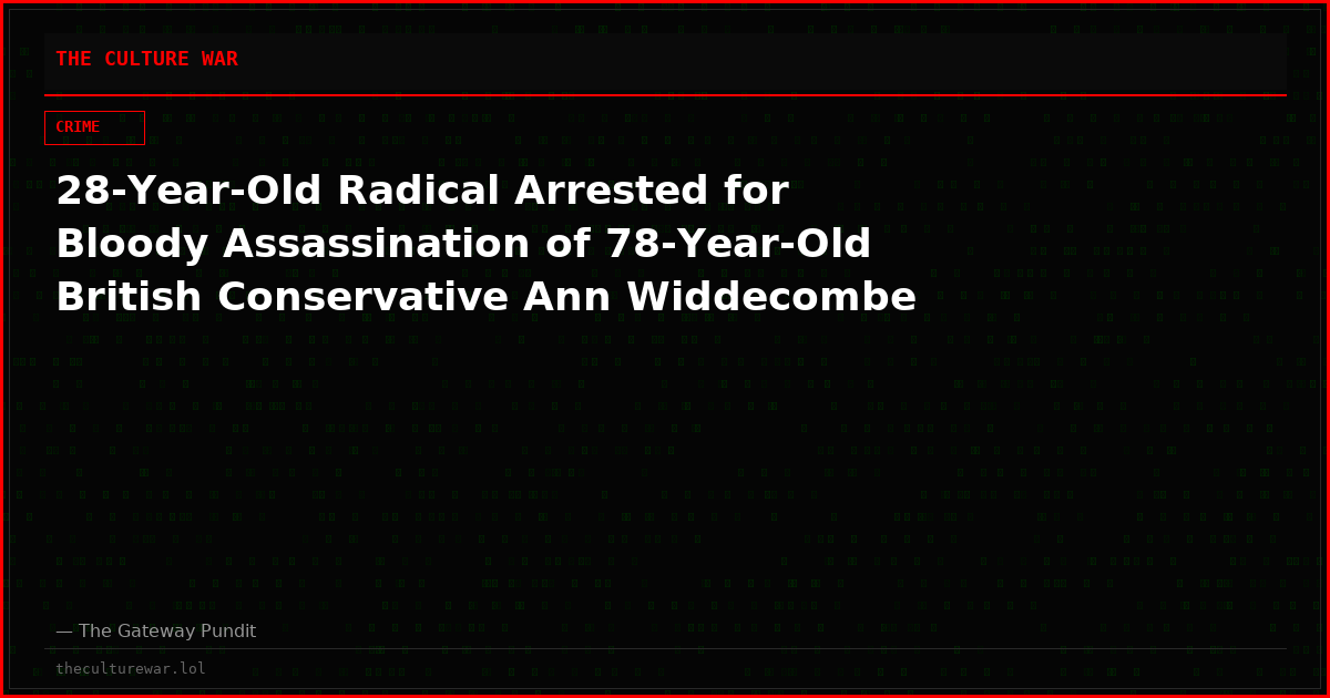 28-Year-Old Radical Arrested for Bloody Assassination of 78-Year-Old British Conservative Ann Widdecombe