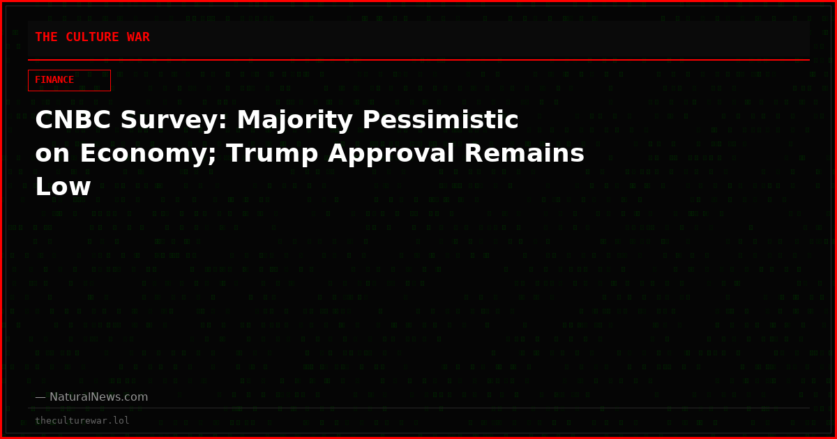 CNBC Survey: Majority Pessimistic on Economy; Trump Approval Remains Low
